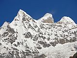 Rolwaling 05 03 Gauri Shankar South and North Summits From Between Beding and Na Gauri Shankar�s lower south peak (7010m) and north main peak (7134m) struck their heads above the intervening ridge after 45 minutes on the trail from Beding to Na.